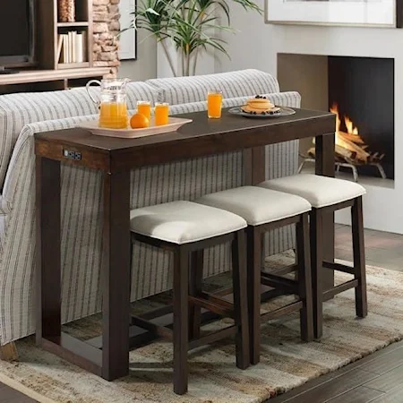 Counter Height Bar Table Set with Three Stools